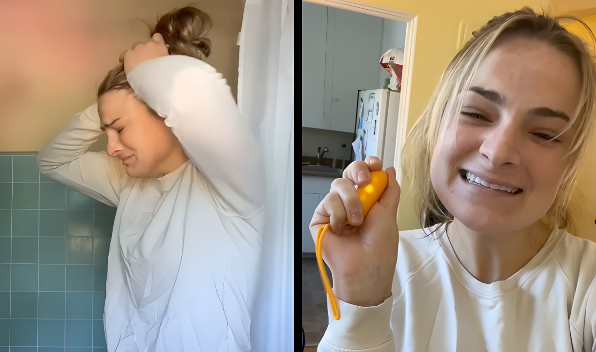 Person holding and using the Chill Pill device in a home setting