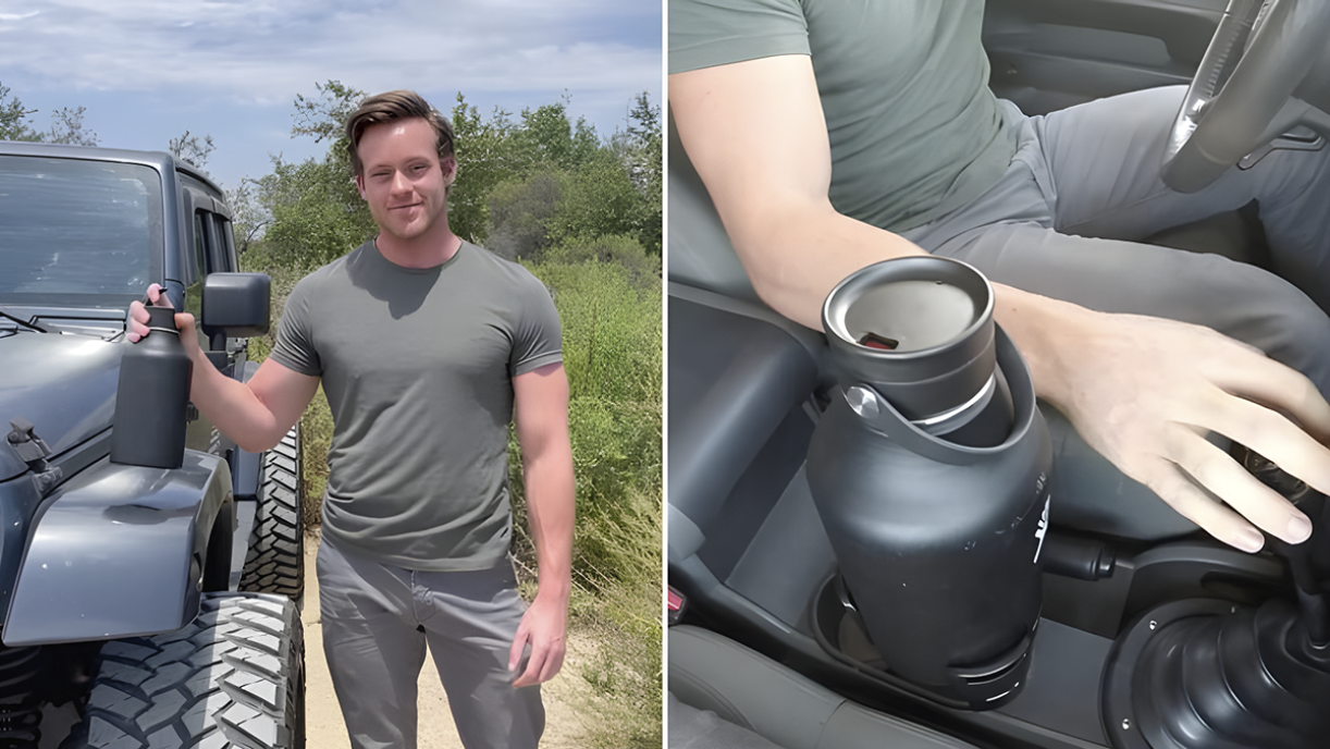 Placing a large bottle into CupStation in a car