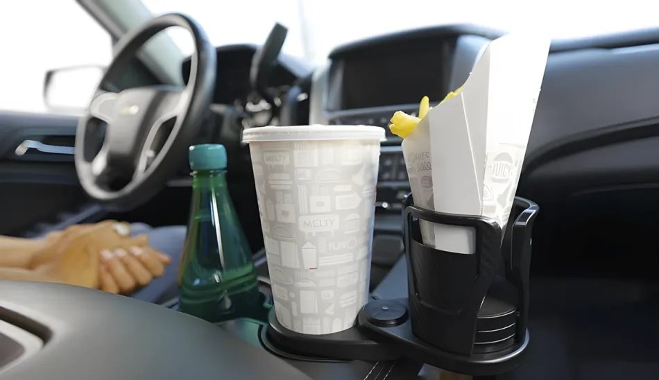 Diagram of CupStation with adjustable arms and compatible containers