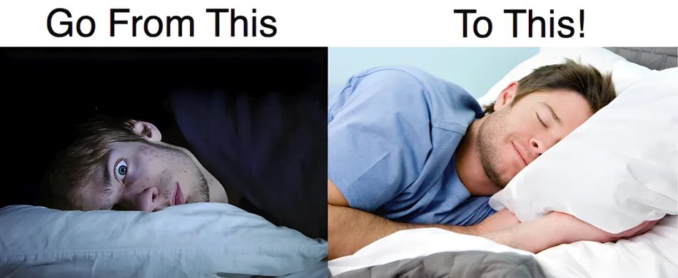 Comparison: struggling to sleep vs. sleeping peacefully with Dodow