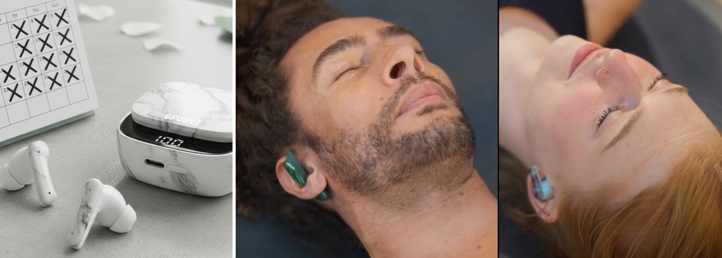 Groovz earbuds in daily use and a relaxed setting