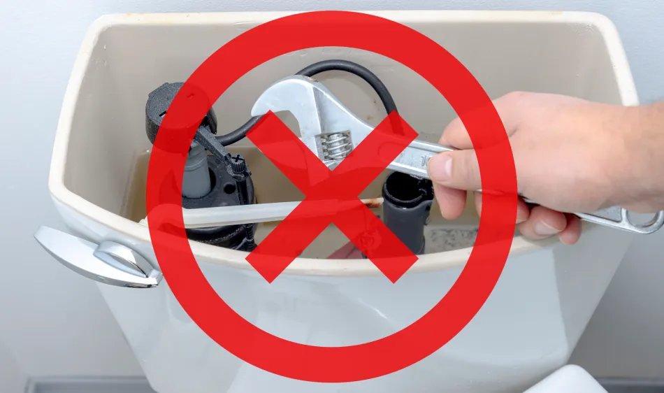 Placing a cleaning tablet into a blue toilet tank cleaner holder