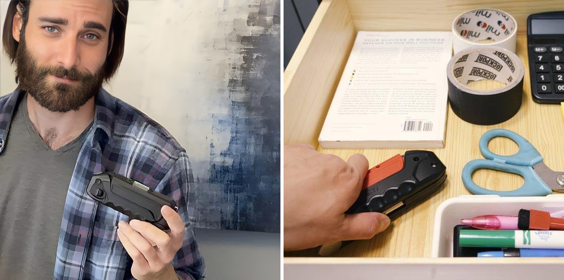 Kelvin17 multi-tool being held and placed in a drawer