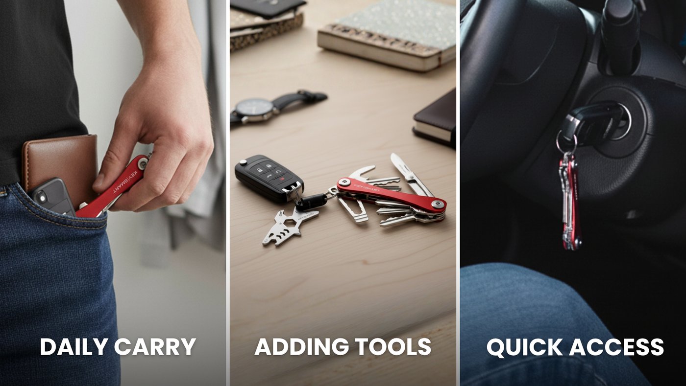 Using KeySmart key organizer in different everyday scenarios