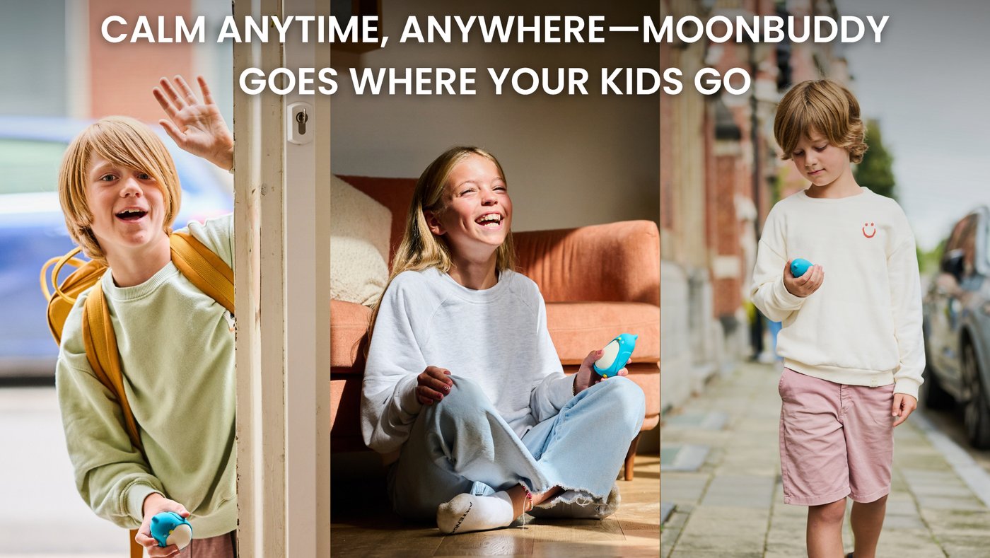 Child holding a Moonbuddy breathing companion