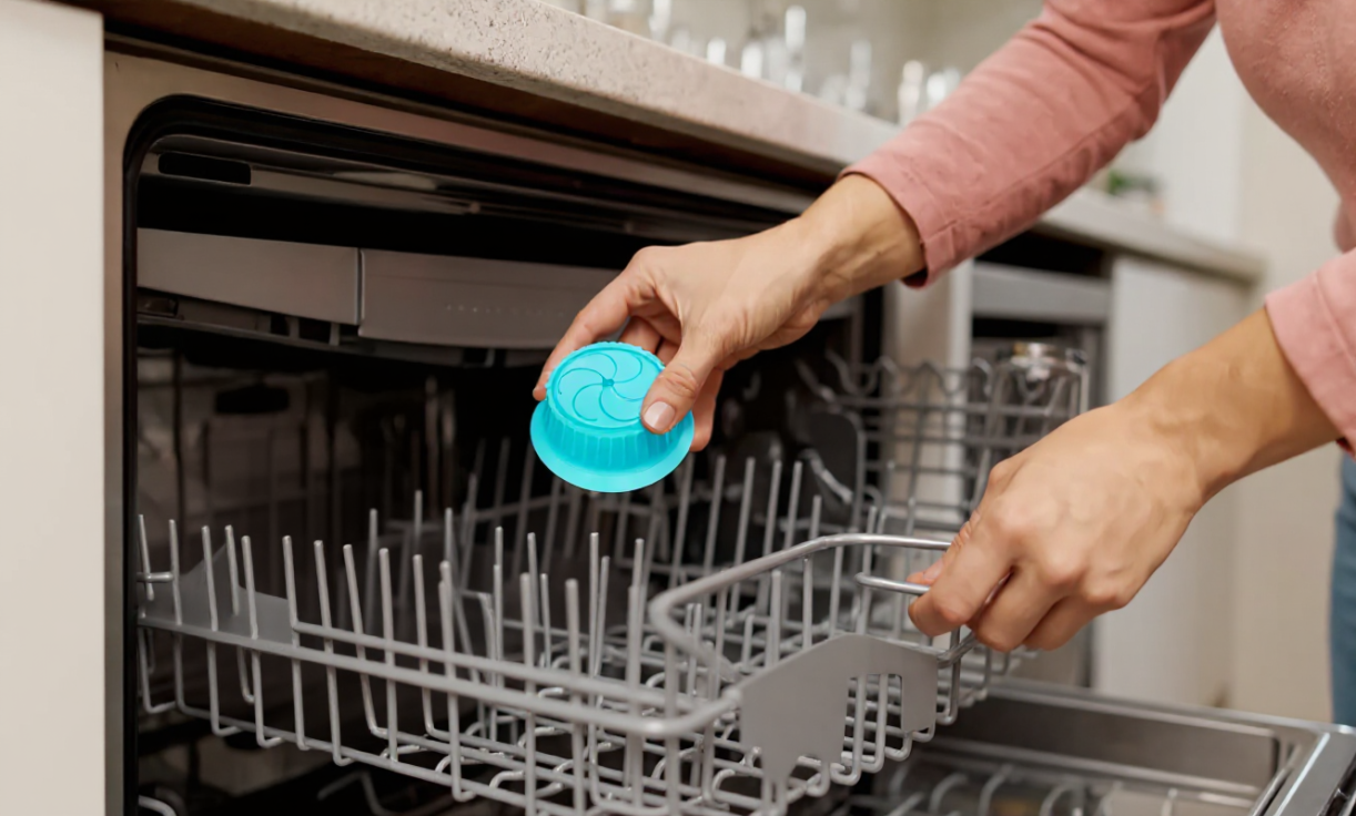 Pacuzzi being placed into a dishwasher rack