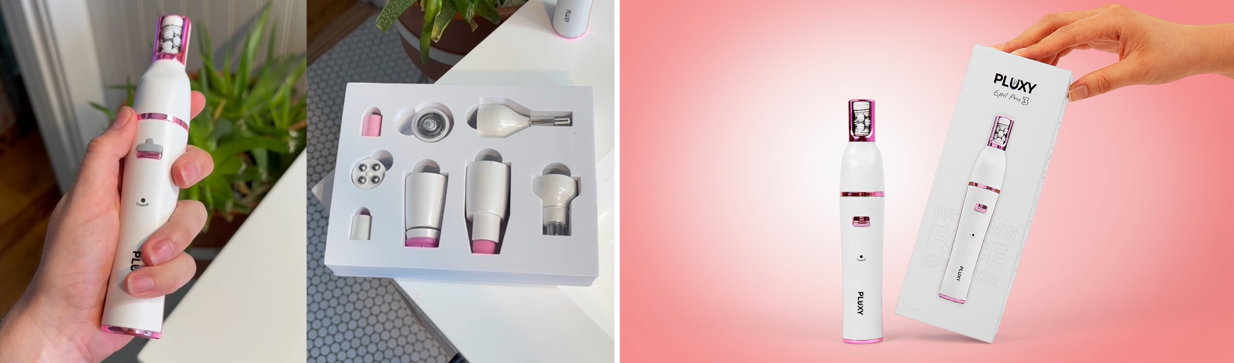 Pluxy device and packaging with included accessories