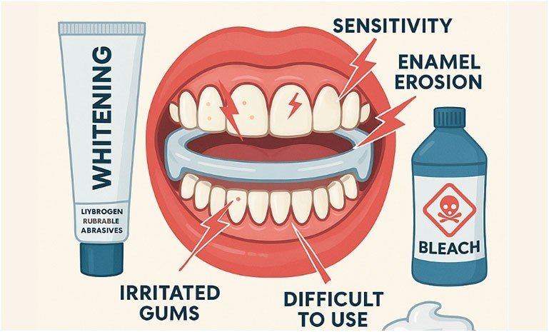 Product-only shot with two jars of whitening powder and text describing its benefits