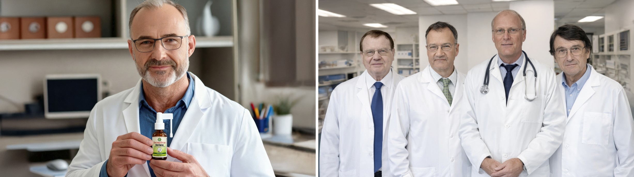 Doctors and experts with SnoreStop Oral Spray in clinical settings