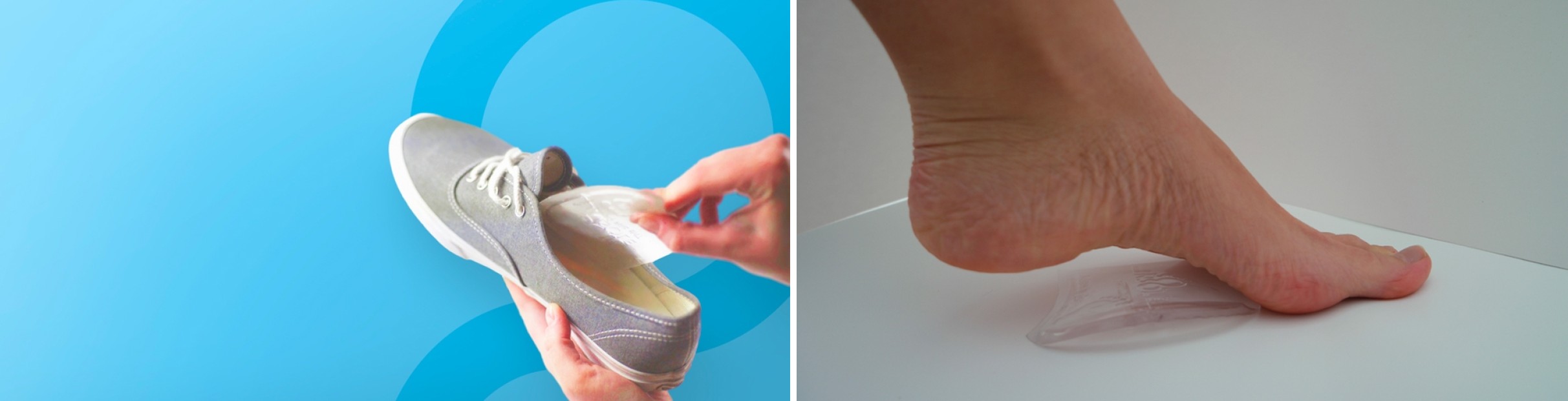 Soul Insole being placed in a sneaker and stepped on, showing real-world use