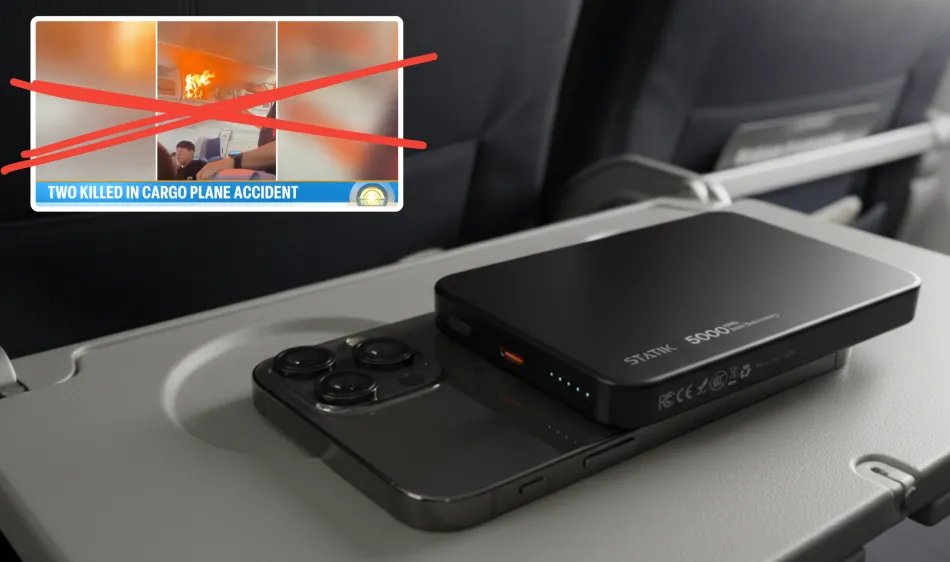 Two Statik State power banks, one attached to a phone and one shown separately