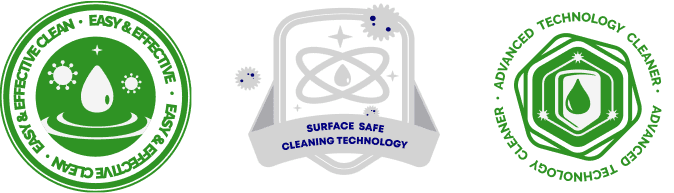 Synoshi Pro cleaning badges shown on the brand's product page
